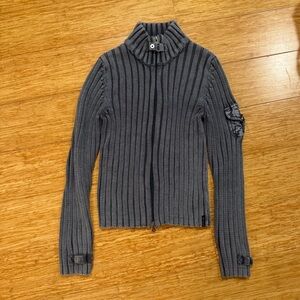 Columbia Vertex gray blue ribbed zip up knit zip up jacket